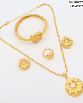 Traditional Gold-Plated Locket Set for Women | Necklace, Earrings, Ring & Bangle | Elegant Arabic Jewelry UAE