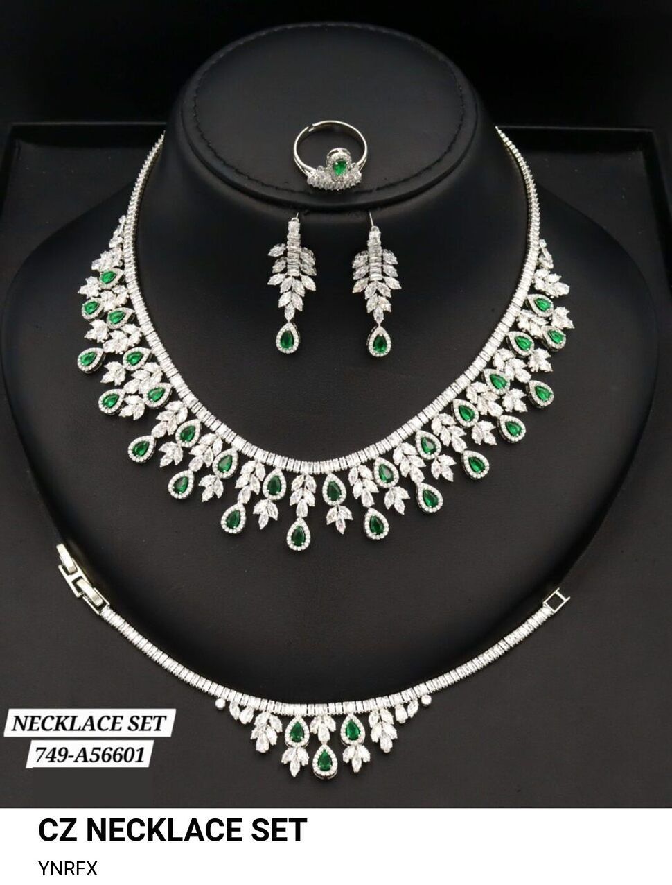 Luxury CZ Necklace Set with Earrings, Bracelet & Ring | Elegant Bridal Jewelry Set for Women in UAE | Sparkling Fashion Jewelry Online