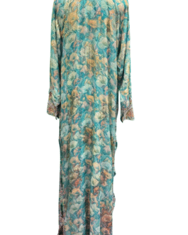 Luxury Embroidered Silk Arabic Dress for Women | Elegant Floral Beach Kaftan | Modest Fashion Long White Kaftan | Arabic Women Dress