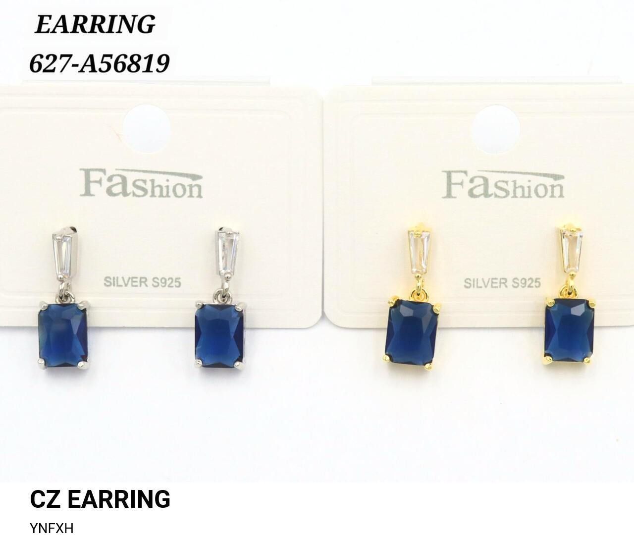 CZ Sapphire Emerald-Cut Drop Earrings in Gold and Silver Plating – Elegant Blue Stone 925 Silver Jewelry for Women UAE