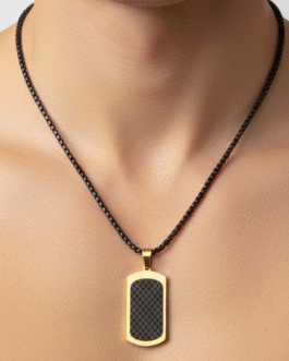 Gold Plated Pendant for Men with Black Chain | Stylish Men’s Necklace | Fashion Jewelry for Men UAE – Lawina Fashion