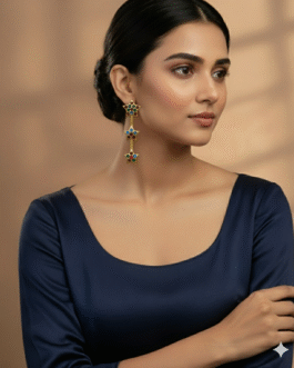 Silver 925 Star Earrings for Women | Multicolor Crystal Fashion Jewelry | Stylish Gold-Tone Star Drop Earrings | Lawina Fashion UAE