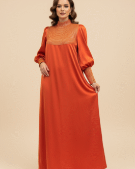 Stylish Cardi Tali Silk Kaftan Dress for Hijab Women | Elegant Arabic Dress | Modest Long Sleeve Kaftan