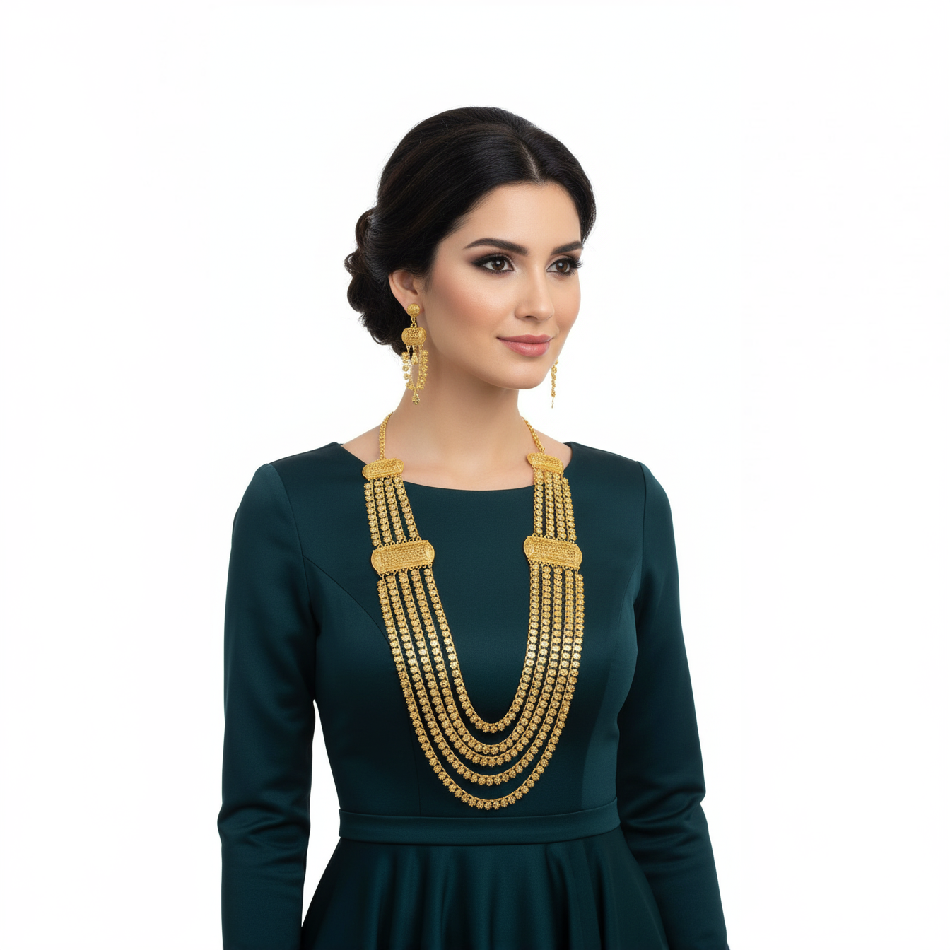 Traditional long necklace set with matching earrings