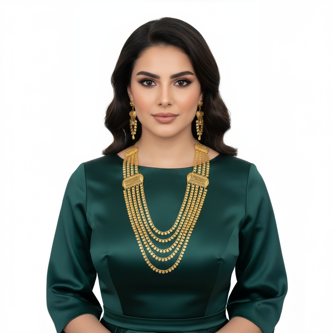 Traditional long necklace set with matching earrings